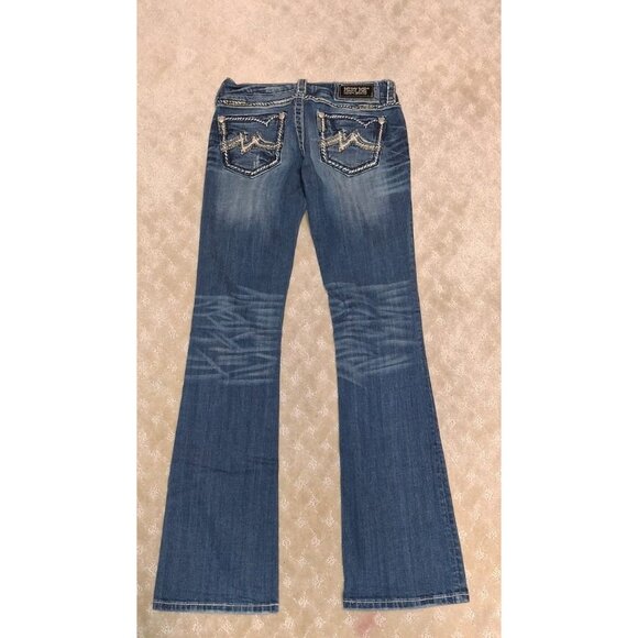 MissMe Jeans Women's Size 26x31 Boot Cut Dark Wash Bling Abstract Pocket JD10433 - Picture 3 of 4